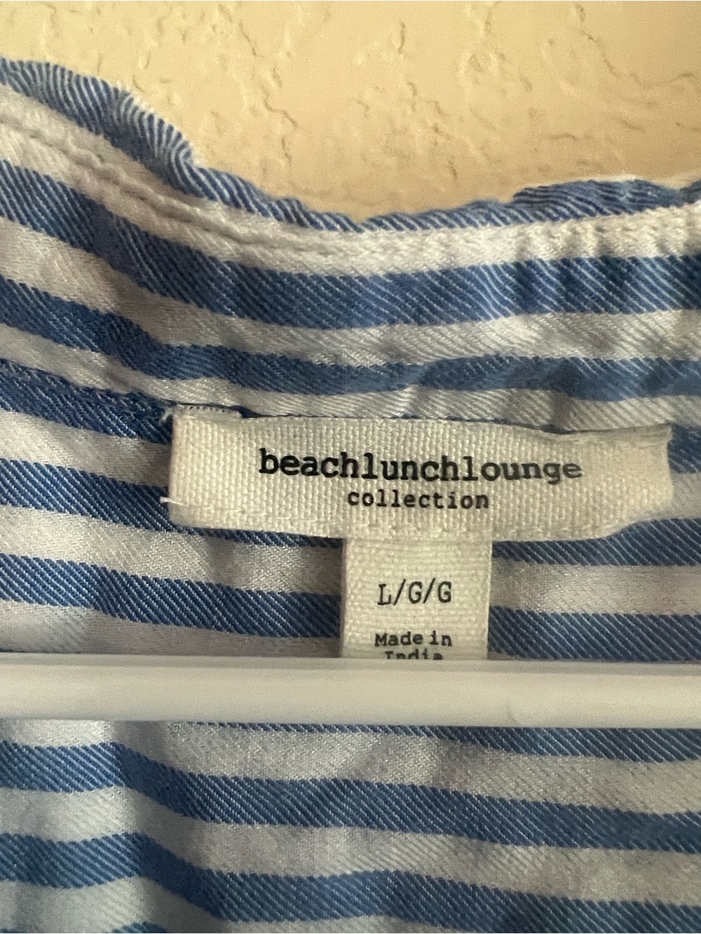 BeachLunchLounge Blue White Striped Popover Blouse Large - Picture 3 of 3